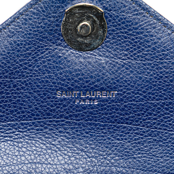 サンローラン YSL モノグラム カレッジ チェーンショルダーバッグ ブルー レザー レディース SAINT LAURENT 【中古】