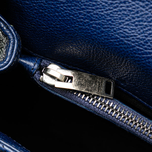サンローラン YSL モノグラム カレッジ チェーンショルダーバッグ ブルー レザー レディース SAINT LAURENT 【中古】