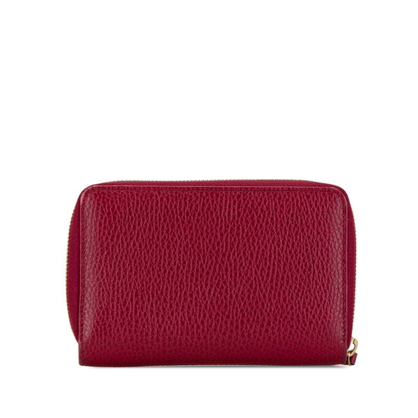 グッチ ラウンドファスナー 長財布 420113 ワインレッド レザー レディース GUCCI 【中古】