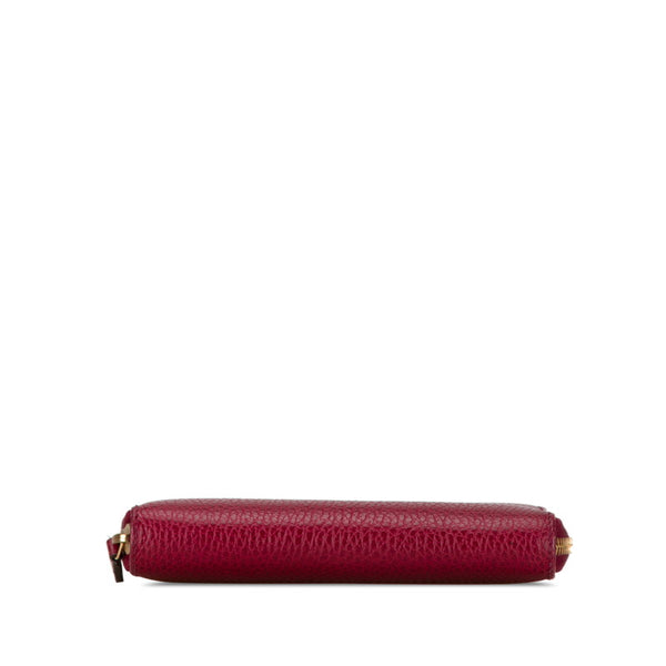 グッチ ラウンドファスナー 長財布 420113 ワインレッド レザー レディース GUCCI 【中古】