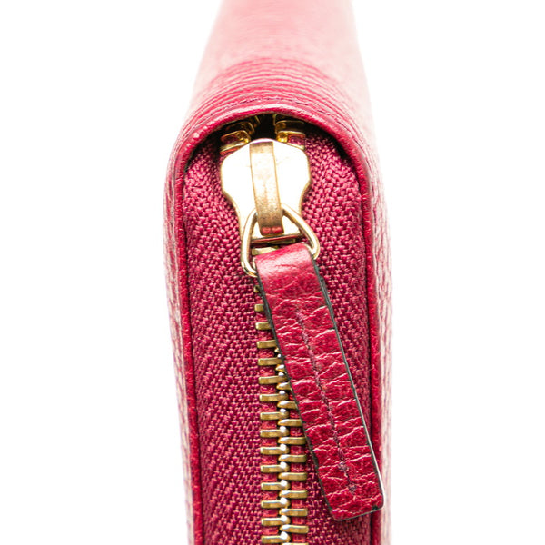グッチ ラウンドファスナー 長財布 420113 ワインレッド レザー レディース GUCCI 【中古】