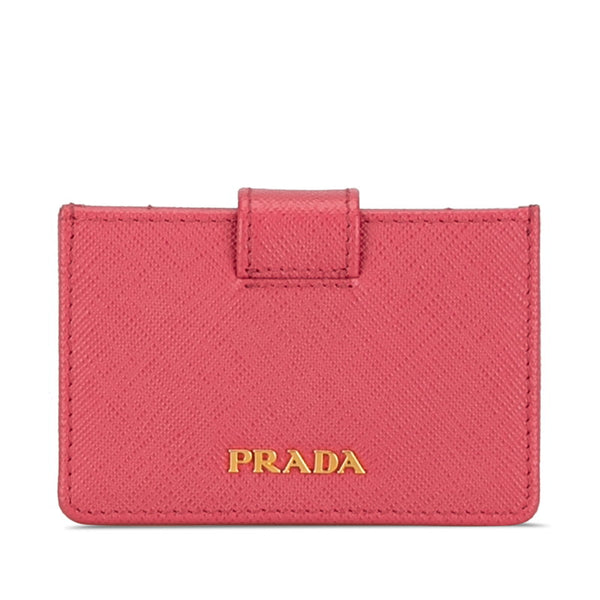 プラダ サフィアーノ カードケース パスケース カードホルダー アコーディオン 1MC211 ピンク レザー レディース PRADA 【中古】