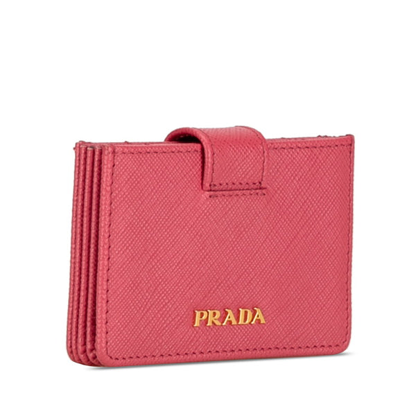 プラダ サフィアーノ カードケース パスケース カードホルダー アコーディオン 1MC211 ピンク レザー レディース PRADA 【中古】