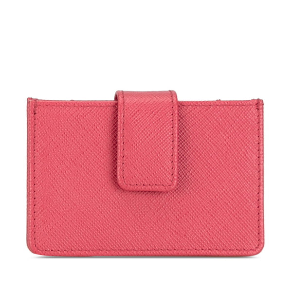 プラダ サフィアーノ カードケース パスケース カードホルダー アコーディオン 1MC211 ピンク レザー レディース PRADA 【中古】