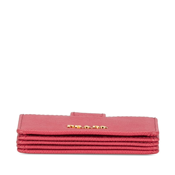 プラダ サフィアーノ カードケース パスケース カードホルダー アコーディオン 1MC211 ピンク レザー レディース PRADA 【中古】