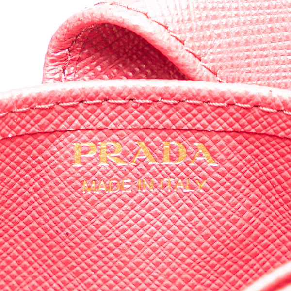 プラダ サフィアーノ カードケース パスケース カードホルダー アコーディオン 1MC211 ピンク レザー レディース PRADA 【中古】