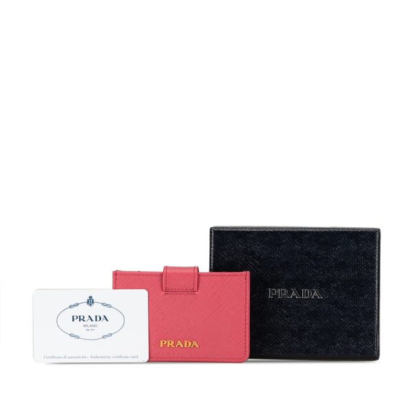 プラダ サフィアーノ カードケース パスケース カードホルダー アコーディオン 1MC211 ピンク レザー レディース PRADA 【中古】