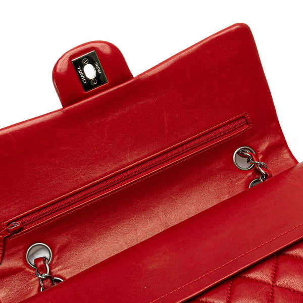 シャネル ココマーク マトラッセ25 ダブルフラップ チェーンショルダーバッグ レッド ラムスキン レディース CHANEL 【中古】
