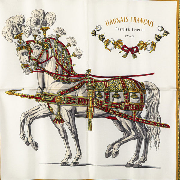 エルメス カレ90 HARNAIS FRANCAIS PREMIER EMPIRE フランス初代帝国のハーネス スカーフ パープル マルチカラー シルク レディース HERMES 【中古】