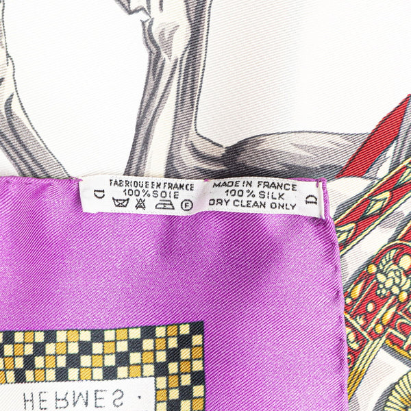 エルメス カレ90 HARNAIS FRANCAIS PREMIER EMPIRE フランス初代帝国のハーネス スカーフ パープル マルチカラー シルク レディース HERMES 【中古】