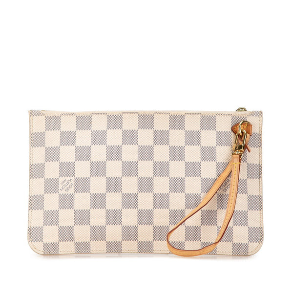 ルイ ヴィトン ダミエ アズール ネヴァーフル付属 ポーチ ホワイト PVC レザー レディース LOUIS VUITTON 【中古】