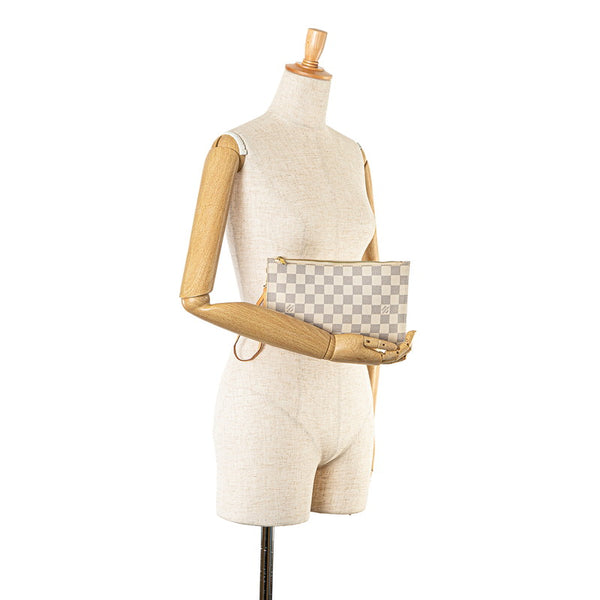 ルイ ヴィトン ダミエ アズール ネヴァーフル付属 ポーチ ホワイト PVC レザー レディース LOUIS VUITTON 【中古】