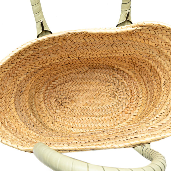 クロエ マーシー ミディアム トートバッグ かごバッグ ベージュ グリーン ラフィア レザー レディース Chloe 【中古】