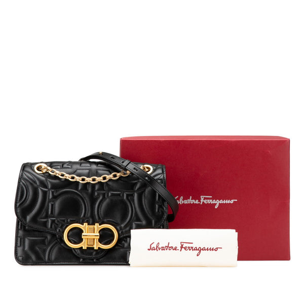 サルヴァトーレフェラガモ ガンチーニ チェーン ショルダーバッグ ブラック レザー レディース Salvatore Ferragamo 【中古】