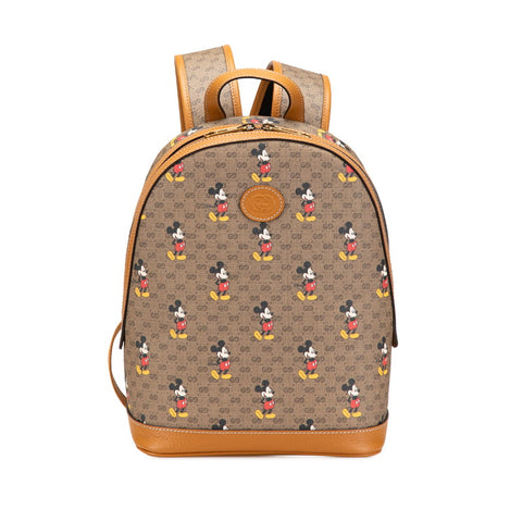 グッチ × ディズニー Disney GGスプリーム ミッキー リュック バックパック 552884 ブラウン PVC レザー レディース GUCCI 【中古】