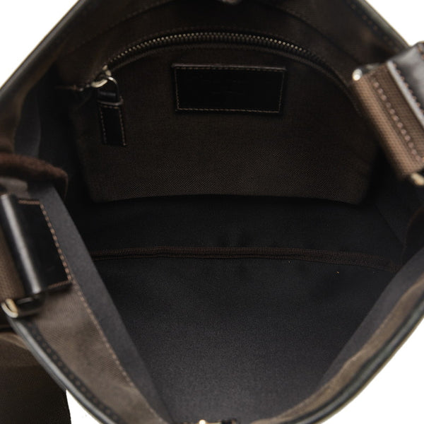 プラダ ロゴジャガード 斜め掛け ショルダーバッグ ブラウン キャンバス レザー レディース PRADA 【中古】