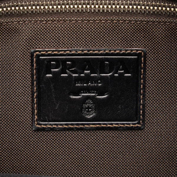 プラダ ロゴジャガード 斜め掛け ショルダーバッグ ブラウン キャンバス レザー レディース PRADA 【中古】