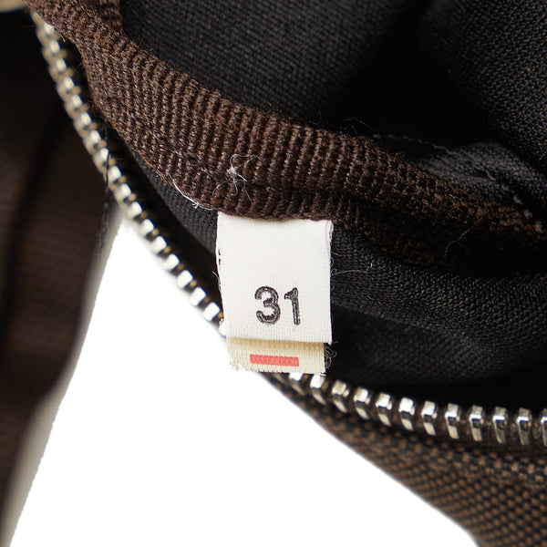 プラダ ロゴジャガード 斜め掛け ショルダーバッグ ブラウン キャンバス レザー レディース PRADA 【中古】