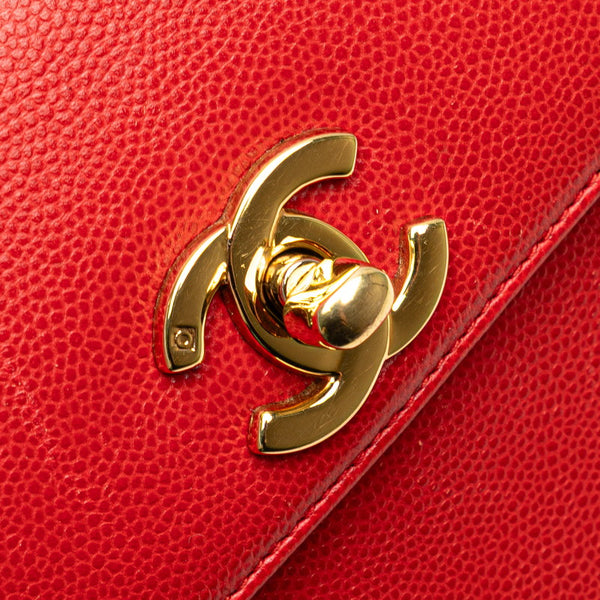 シャネル ココマーク ハンドバッグ レッド キャビアスキン レディース CHANEL 【中古】