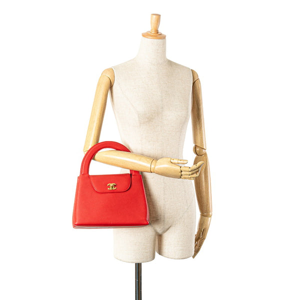 シャネル ココマーク ハンドバッグ レッド キャビアスキン レディース CHANEL 【中古】