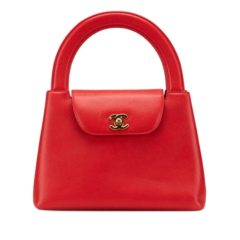 シャネル ココマーク ハンドバッグ レッド キャビアスキン レディース CHANEL 【中古】