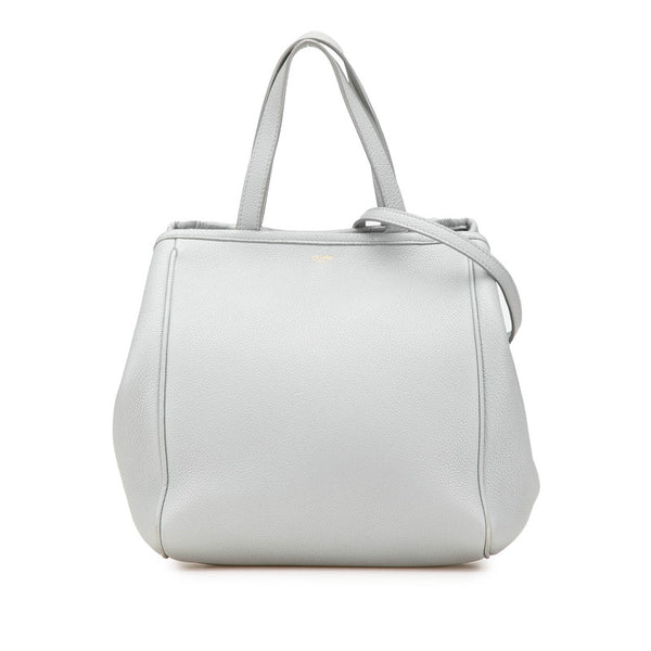 セリーヌ スモールフォールド カバ ハンドバッグ ショルダーバッグ 2WAY グレー レザー レディース CELINE 【中古】