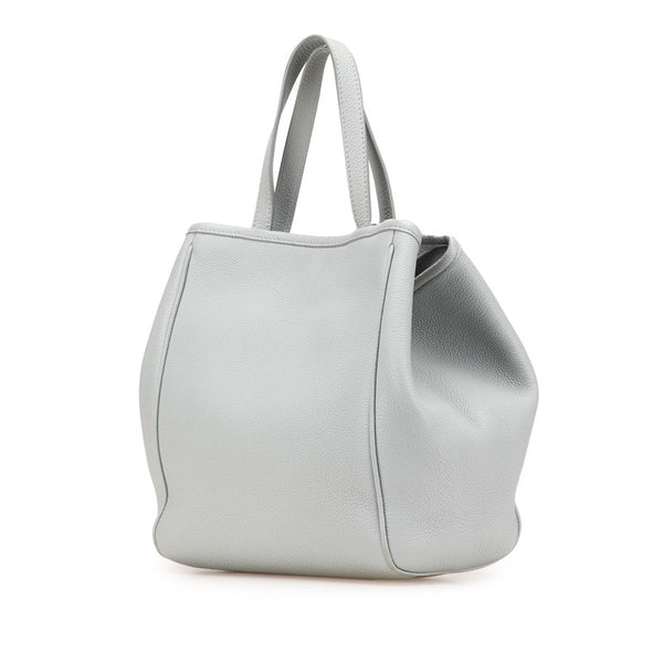 セリーヌ スモールフォールド カバ ハンドバッグ ショルダーバッグ 2WAY グレー レザー レディース CELINE 【中古】