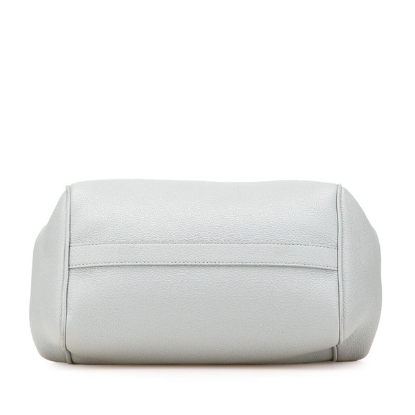 セリーヌ スモールフォールド カバ ハンドバッグ ショルダーバッグ 2WAY グレー レザー レディース CELINE 【中古】
