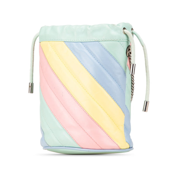 グッチ GGマーモント ミニ バケットバッグ 斜め掛け チェーン ショルダーバッグ 575163 ライトグリーン マルチカラー レザー レディース GUCCI 【中古】