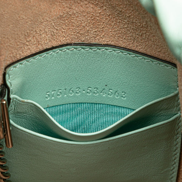 グッチ GGマーモント ミニ バケットバッグ 斜め掛け チェーン ショルダーバッグ 575163 ライトグリーン マルチカラー レザー レディース GUCCI 【中古】