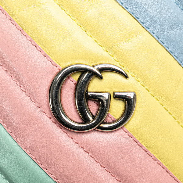 グッチ GGマーモント ミニ バケットバッグ 斜め掛け チェーン ショルダーバッグ 575163 ライトグリーン マルチカラー レザー レディース GUCCI 【中古】