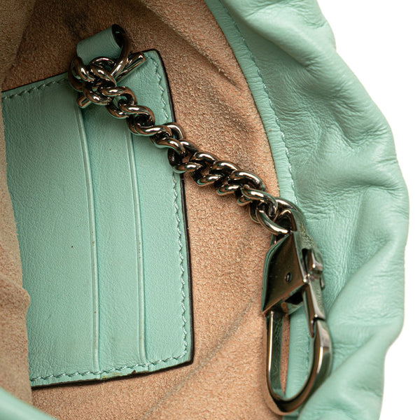 グッチ GGマーモント ミニ バケットバッグ 斜め掛け チェーン ショルダーバッグ 575163 ライトグリーン マルチカラー レザー レディース GUCCI 【中古】