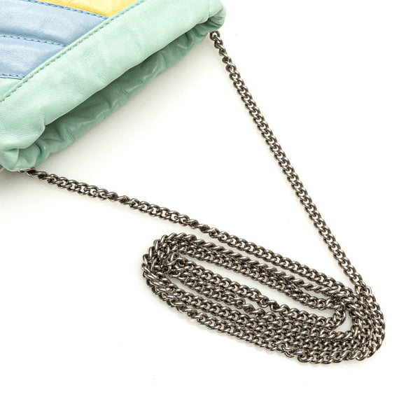 グッチ GGマーモント ミニ バケットバッグ 斜め掛け チェーン ショルダーバッグ 575163 ライトグリーン マルチカラー レザー レディース GUCCI 【中古】