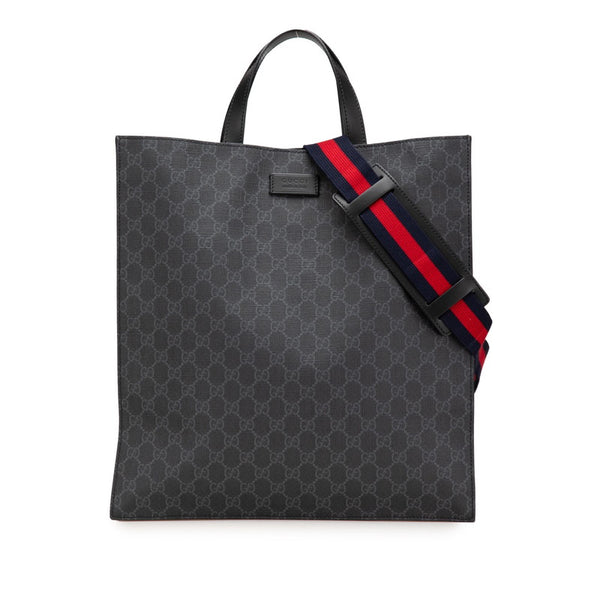 グッチ GGスプリーム トートバッグ ショルダーバッグ 2WAY 495559 ブラック PVC レザー レディース GUCCI 【中古】