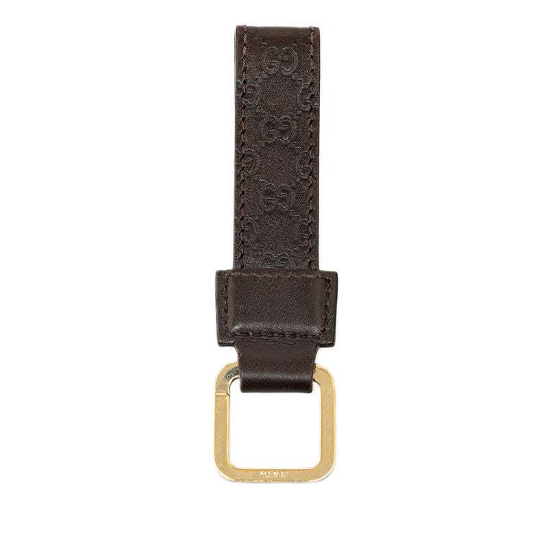 グッチ グッチシマ キーホルダー キーリング 199919 ブラウン ゴールド レザー メンズ GUCCI 【中古】