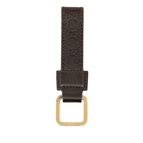 グッチ グッチシマ キーホルダー キーリング 199919 ブラウン ゴールド レザー メンズ GUCCI 【中古】