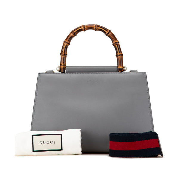 グッチ バンブー ハンドバッグ ショルダーバッグ 2WAY 459076 グレー レザー レディース GUCCI 【中古】
