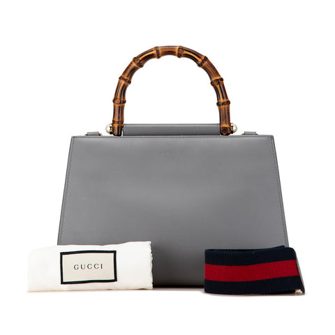 グッチ バンブー ハンドバッグ ショルダーバッグ 2WAY 459076 グレー レザー レディース GUCCI 【中古】