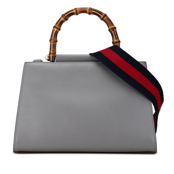 グッチ バンブー ハンドバッグ ショルダーバッグ 2WAY 459076 グレー レザー レディース GUCCI 【中古】