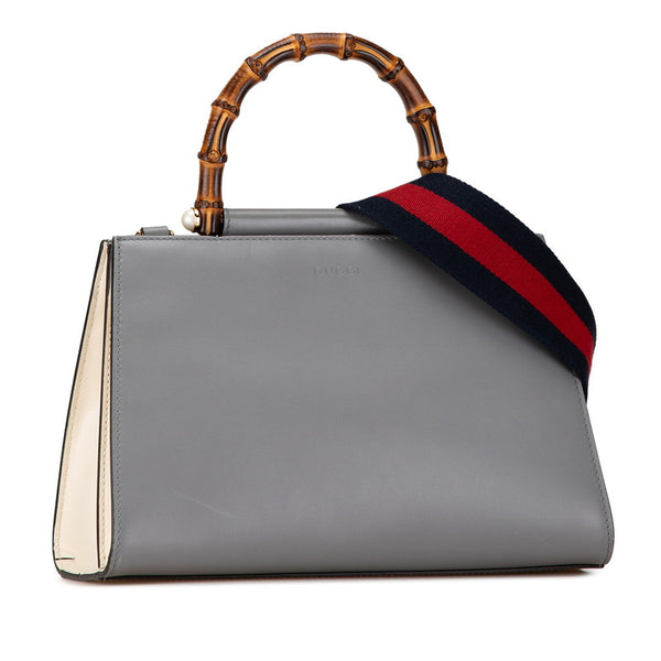 グッチ バンブー ハンドバッグ ショルダーバッグ 2WAY 459076 グレー レザー レディース GUCCI 【中古】