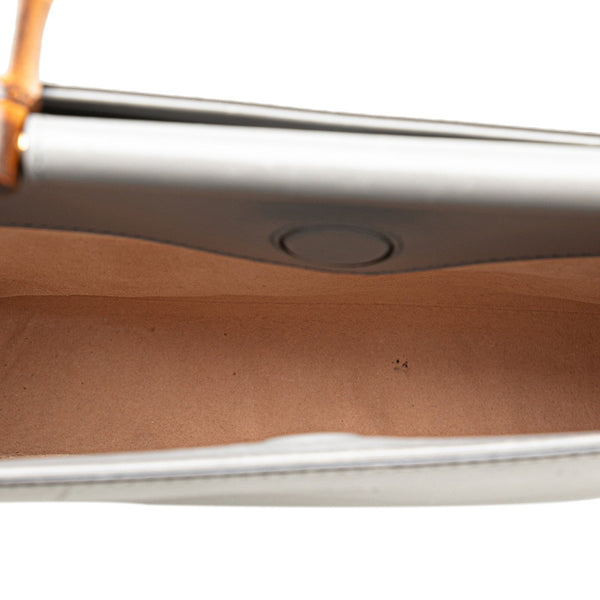 グッチ バンブー ハンドバッグ ショルダーバッグ 2WAY 459076 グレー レザー レディース GUCCI 【中古】