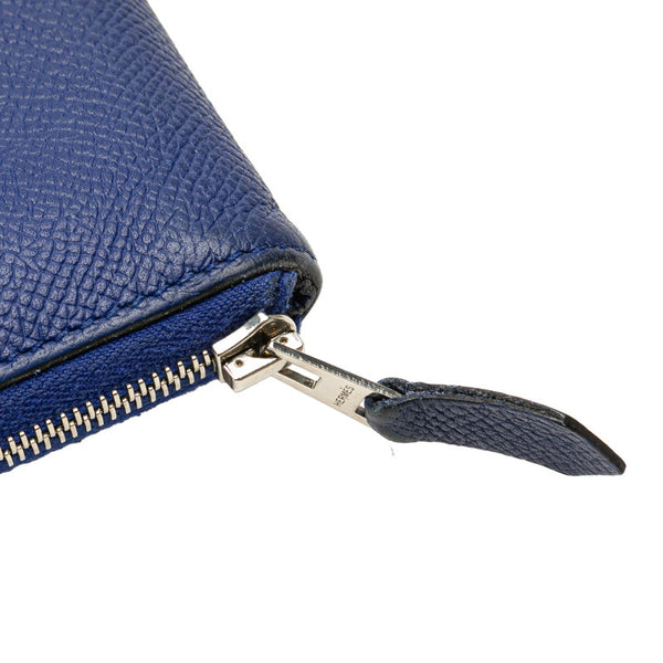エルメス アザップ ロング ラウンドファスナー 長財布 ブルー ヴォーエプソン レディース HERMES 【中古】