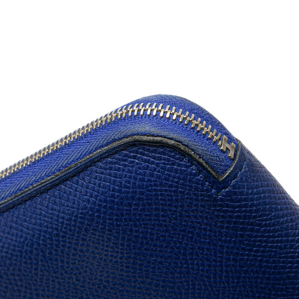 エルメス アザップ ロング ラウンドファスナー 長財布 ブルー ヴォーエプソン レディース HERMES 【中古】