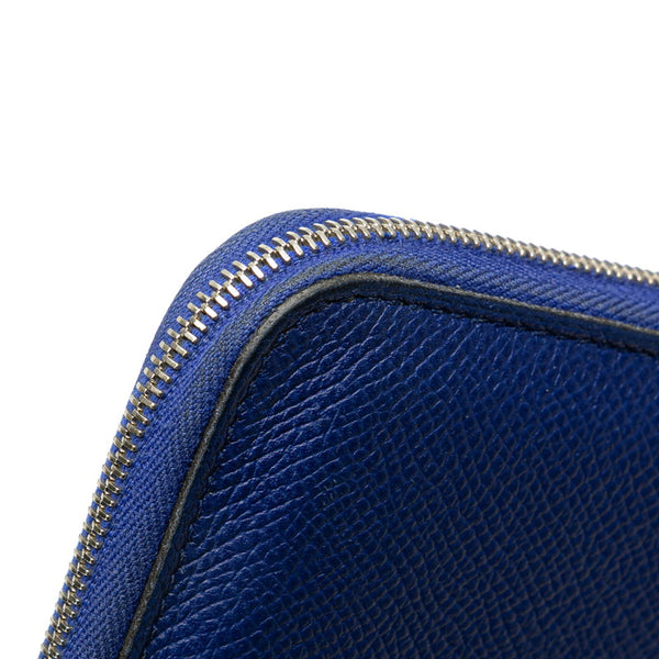 エルメス アザップ ロング ラウンドファスナー 長財布 ブルー ヴォーエプソン レディース HERMES 【中古】