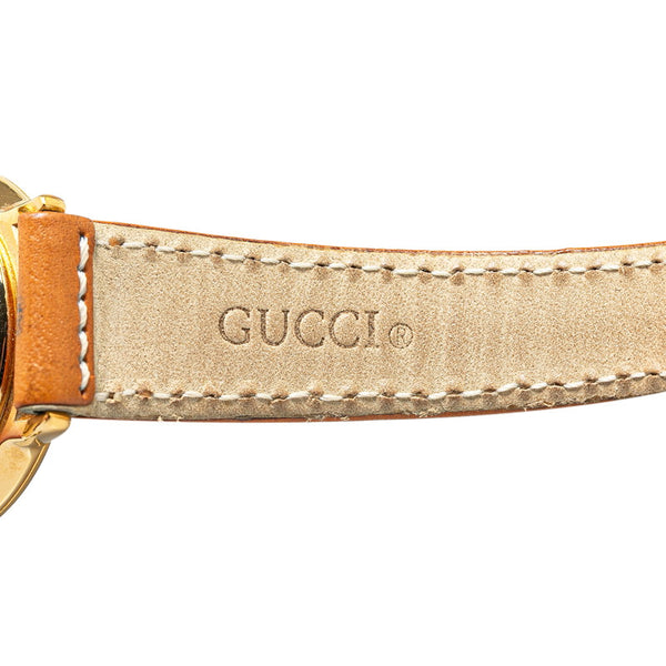 グッチ スモールセコンド 腕時計 3000.2.L クオーツ アイボリーホワイト文字盤 メッキ レザー レディース GUCCI 【中古】