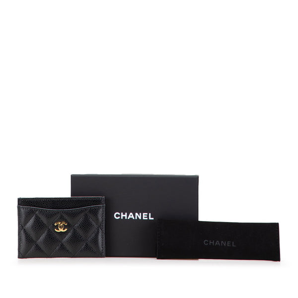 シャネル マトラッセ ココマーク ゴールド金具 クラシック カードケース AP4472 ブラック キャビアスキン レディース CHANEL 【中古】