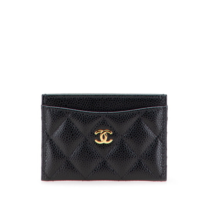 シャネル マトラッセ ココマーク ゴールド金具 クラシック カードケース AP4472 ブラック キャビアスキン レディース CHANEL 【中古】