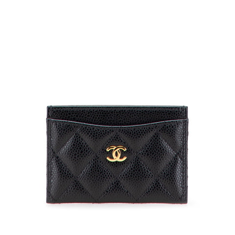 シャネル マトラッセ ココマーク ゴールド金具 クラシック カードケース AP4472 ブラック キャビアスキン レディース CHANEL 【中古】