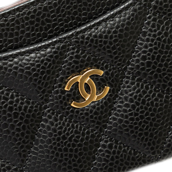 シャネル マトラッセ ココマーク ゴールド金具 クラシック カードケース AP4472 ブラック キャビアスキン レディース CHANEL 【中古】
