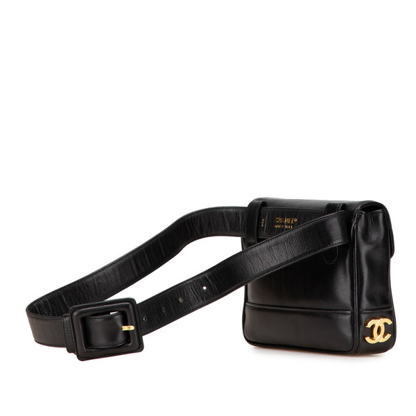 シャネル トリプルココマーク ショルダーバッグ ウエストバッグ 80/32 ブラック レザー レディース CHANEL 【中古】